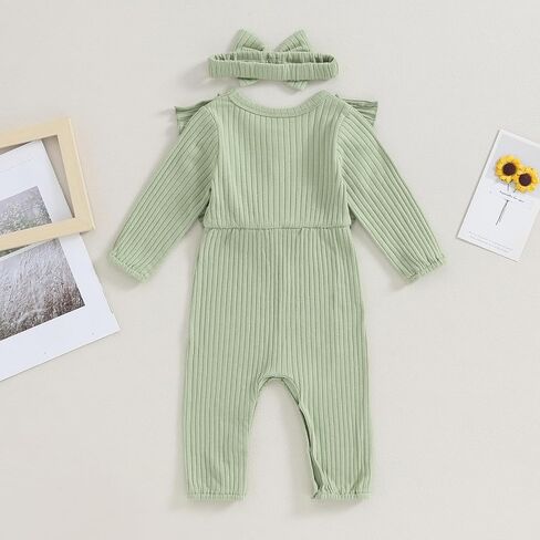 Newborn Baby Girl Boy Fall Outfits Bow Front Ruffle Romper Plaid Set Toddler Girl Jumpsuit Infant Clothes in Saudi Arabia