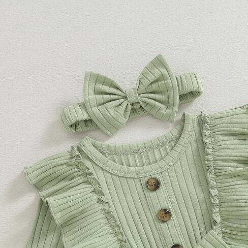 Newborn Baby Girl Boy Fall Outfits Bow Front Ruffle Romper Plaid Set Toddler Girl Jumpsuit Infant Clothes in Saudi Arabia