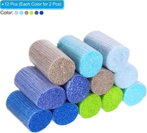 PATIKIL 12 Rolls Latch Hook Yarn, Latch Hook Kit Yarn Precut Hook Rugs Yarn Crochet Colorful for Latch Hook Rug Adults Beginners, Blue Green Grey Tone in Saudi Arabia