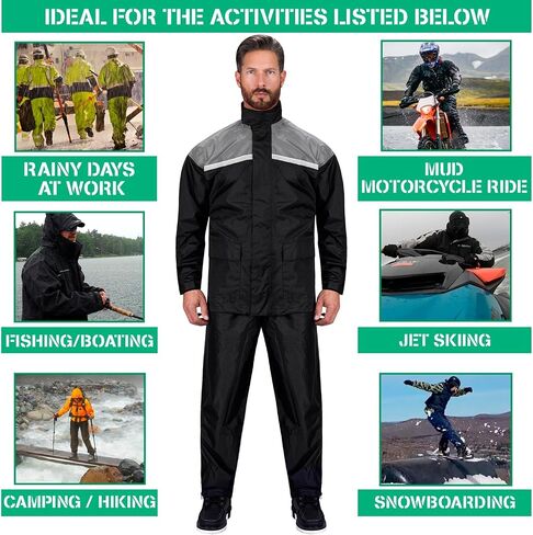 Nomad Rain Suit for Men & Women 2 Piece Waterproof Rain Jacket Pant Gear Lightweight Reflective Raincoat with Hoodie in Saudi Arabia