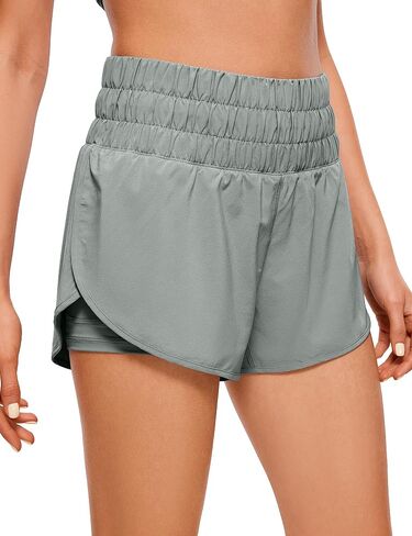 CRZ YOGA 2 in 1 High Waisted Running Shorts for Women 3" - Split Breathable Athletic Tennis Gym Workout Shorts with Pockets in Saudi Arabia