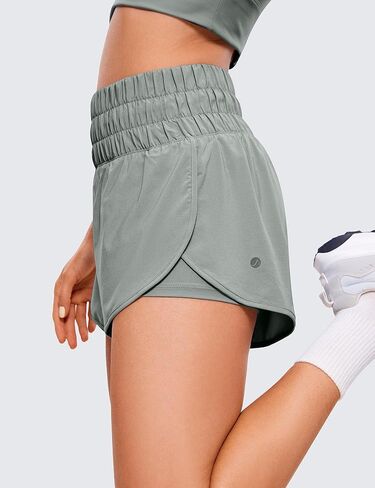 CRZ YOGA 2 in 1 High Waisted Running Shorts for Women 3" - Split Breathable Athletic Tennis Gym Workout Shorts with Pockets in Saudi Arabia