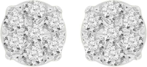 10K Yellow Gold Natural Diamond Men's Round Cluster Stud Earrings (1/4 cttw, I-J Color, I2 Clarity) in Saudi Arabia