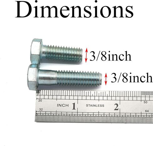 10 قطعة مسامير ربط سداسية من الفولاذ الكربوني المجلفن 3/8 "-16x1-1/2" مع صامولة جناح 3/8 "-16 وغسالة مسطحة مجلفنة 3/8" in Kuwait