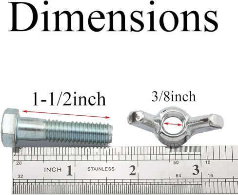 10 قطعة مسامير ربط سداسية من الفولاذ الكربوني المجلفن 3/8 "-16x1-1/2" مع صامولة جناح 3/8 "-16 وغسالة مسطحة مجلفنة 3/8" in Kuwait