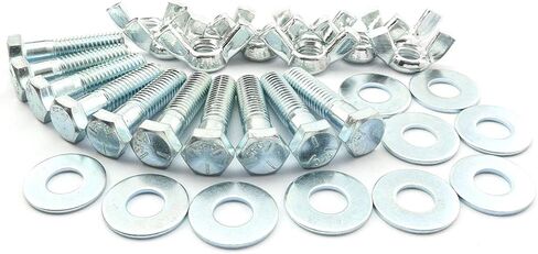 10 قطعة مسامير ربط سداسية من الفولاذ الكربوني المجلفن 3/8 "-16x1-1/2" مع صامولة جناح 3/8 "-16 وغسالة مسطحة مجلفنة 3/8" in Kuwait