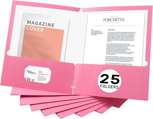 Zzrywuty File Folders with Pockets Letter Size, 25-Pack Paper Folders with Card Slot, Two Pocket Folders for School Students, Businessmen, Home and Office Workers（Blue） in Saudi Arabia