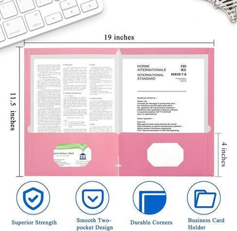Zzrywuty File Folders with Pockets Letter Size, 25-Pack Paper Folders with Card Slot, Two Pocket Folders for School Students, Businessmen, Home and Office Workers（Blue） in Saudi Arabia