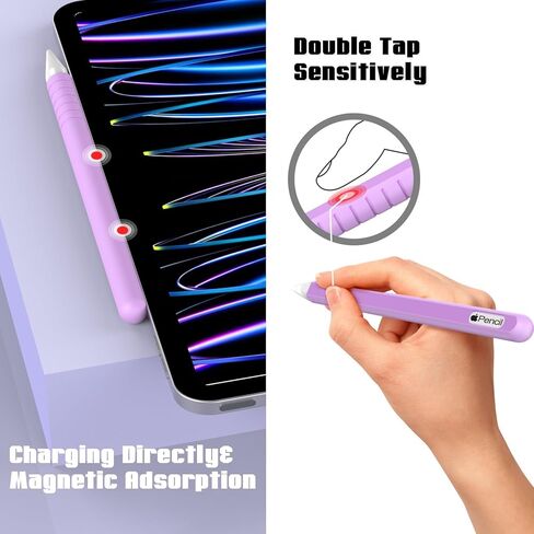 غطاء لجهاز Apple Pencil الجيل الثاني: جراب واقٍ مضاد للصدمات وغطاء جلدي لقلم iPencil مع غطاء بأربعة رؤوس، أرجواني، عبوتان in Kuwait