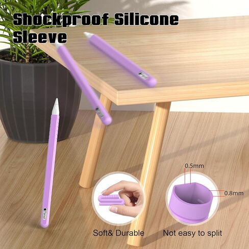 غطاء لجهاز Apple Pencil الجيل الثاني: جراب واقٍ مضاد للصدمات وغطاء جلدي لقلم iPencil مع غطاء بأربعة رؤوس، أرجواني، عبوتان in Kuwait