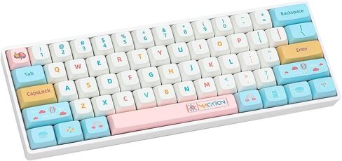EPOMAKER SK61 61 مفتاحًا لوحة مفاتيح ميكانيكية قابلة للتبديل السريع مع إضاءة خلفية RGB، NKRO، IP6X مقاومة للماء، كابل من النوع C لـ Win/Mac/Gaming (Gateron Optical Brown، Macaron) in Kuwait