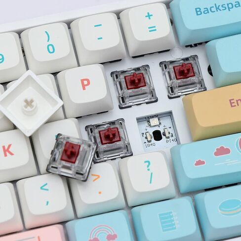 EPOMAKER SK61 61 مفتاحًا لوحة مفاتيح ميكانيكية قابلة للتبديل السريع مع إضاءة خلفية RGB، NKRO، IP6X مقاومة للماء، كابل من النوع C لـ Win/Mac/Gaming (Gateron Optical Brown، Macaron) in Kuwait