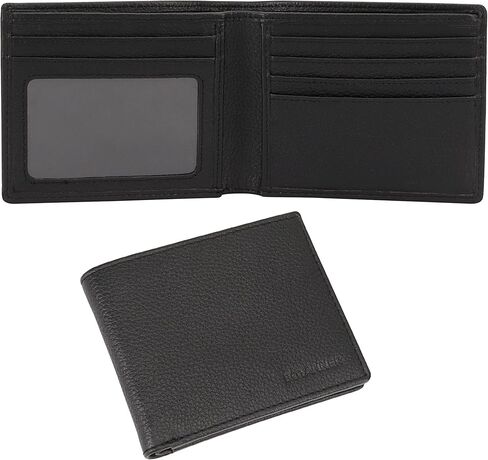 Mens Leather Wallet with ID, Slim Design | RFID Blocking, 5 Credit Card Slots, 1 ID Window, 2 Sections for Bills & 2 Additional Slots | Gift Boxed by Botanner Genuine Leather -Black in Saudi Arabia