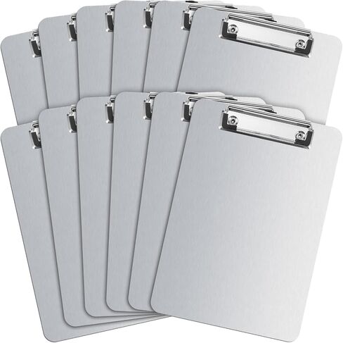 12 Pack Small Aluminum Clipboard 6x9 Inch Bulk Silver Mini Metal Clip Board A5 Memo Size Rust Proof Hangable with Low Profile Clip for Business Medical Laboratory School Classroom Office Supplies in Saudi Arabia