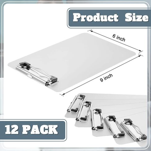 12 Pack Small Aluminum Clipboard 6x9 Inch Bulk Silver Mini Metal Clip Board A5 Memo Size Rust Proof Hangable with Low Profile Clip for Business Medical Laboratory School Classroom Office Supplies in Saudi Arabia