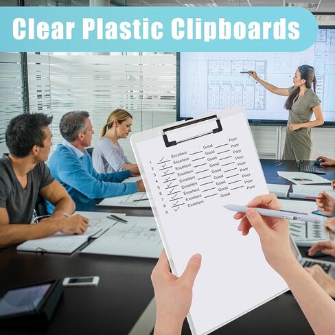Plastic Clipboards Set of 6,Clear Clipboard,Plastic Clipboard Transparent Color,Acrylic Clipboard with Low Profile Clip,Clear Plastic Clip Boards,Standard A4 Letter Size 12.4" x 8.8" in Kuwait