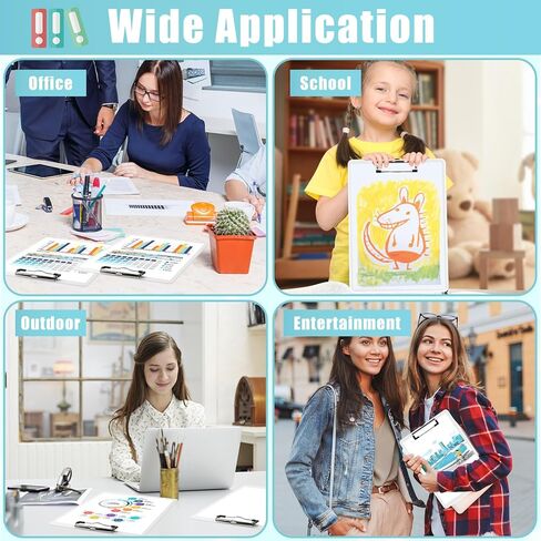 Plastic Clipboards Set of 6,Clear Clipboard,Plastic Clipboard Transparent Color,Acrylic Clipboard with Low Profile Clip,Clear Plastic Clip Boards,Standard A4 Letter Size 12.4" x 8.8" in Kuwait