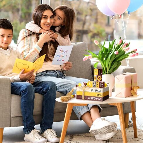 8 قطع عباد الشمس المتدرج صينية ديكور الربيع المتدرج صينية الزينة مجموعة ريفي وهمية خشبية كتاب ديكور الصيف مزرعة عباد الشمس حبة الطبقات صينية ديكور لتزيين الطاولة رف in Kuwait