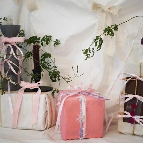 Pink Satin Ribbon 2 Rolls 150 Yards Light Pink Fabric Ribbon (1/4inch×100 Yards,5/8inch×50 Yards) for Gift Wrapping Flower Bouquet Bow Making Wedding Party Decorations in Saudi Arabia