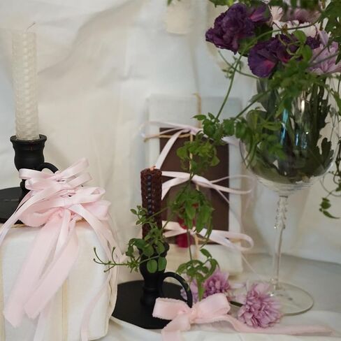 Pink Satin Ribbon 2 Rolls 150 Yards Light Pink Fabric Ribbon (1/4inch×100 Yards,5/8inch×50 Yards) for Gift Wrapping Flower Bouquet Bow Making Wedding Party Decorations in Saudi Arabia