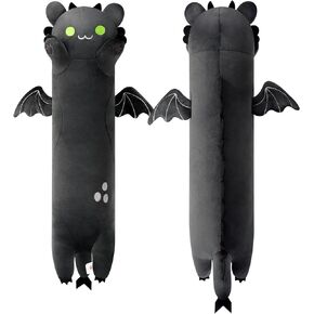 PEACH CAT Long Dragon Cat Plush Pillow Cute Dragon Cat Stuffed Animal for Boys and Girls Black 20"