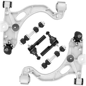 Front Lower Control Arms w/Ball Joints + Outer Tie Rods + Sway Bars Compatible with Buick Lesabre/Park Avenue/Riviera Cadillac Deville/Seville Oldsmobile Aurora Pontiac Bonneville (6pc)