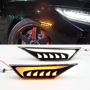 LED Side Marker Light for 10th Gen Honda Civic 2016 2017 2018 2019 2020 2021 2022 Indicator Driving Fender Lamp with Dynamic Sequential Turn Signal Flame Type