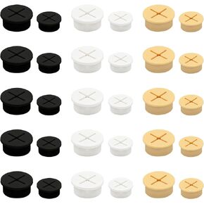 ELANE 30 Pcs Rubber Wire Grommets,Desk Cord Hole Cover,Wall Grommets for Cables Hole Cover for Cords (3/4inch,1inch) (Black)