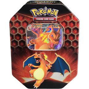 بوكيمون SM11.5 Hidden Fates Gx Tin- Charizard + 1 من 3 بطاقات Pokémon-GX من رقائق الفويل + 4 عبوات معززة، متعددة الألوان