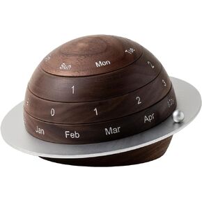 Wooden desktop calendar, Cubicle decor, Office desk decor, Block calendar for desk, Perpetual desk calendar planet, Aesthetic desk accessories made by walnut, metal, Gift for new job, men,