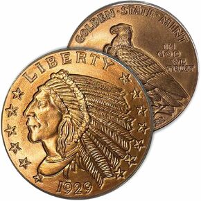 5 oz .999 Incuse Indian Authentic Copper Round in capsule display