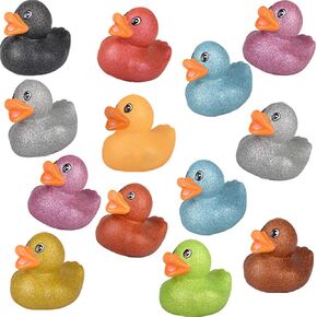 The Dreidel Company Glitter Rubber Duck Toy Assortment Duckies for Kids, Bath Birthday Gifts Baby Showers Summer Beach and Pool Activity, 2" (10-Pack)