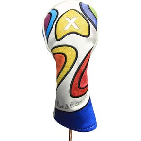Majek Retro Golf Headcover Limited Edition Vintage Leather Style Psychedelic Colorful Groovy Custom Design X Fairway Wood Head Cover