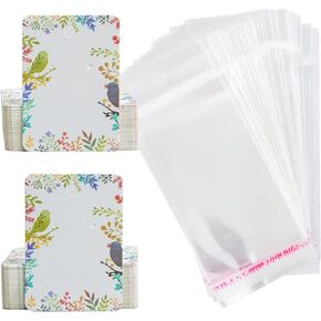 2" x 2.5" Leaf Earring Display Cards With Bags Necklace Display Cards Sets Earring Packing Holder Cards With bags Jewelry Packing For Earring Necklace Jewelry Packing 100Pack Paper 100Pack Bags