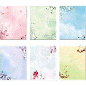 Stationary Paper,48 Packs Stationery Paper and Envelopes Set, 6 Unique Design Japanese Stationery,Double-Sided Printing Writing Paper,Letter Writing Paper Printer Paper (24 Envelopes, 48 Sheets)