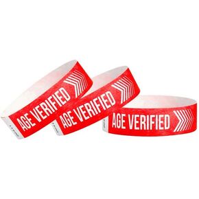 WristCo Red Age Verified Tyvek Wristbands for Events - 500 Count - Comfortable Tear Resistant Paper Bracelets ID Wrist Bands for Concerts Festivals Admission Party Identification