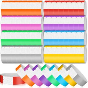 800 PCS Paper Wristbands for Events Party, 8 Colored Hand Wrist Bands Waterproof Neon Adhesive Arm Bands for Concert DIY Custom Bracelet (Red, Purple, Yellow, Orange, Pink, Green, Blue, Silver)