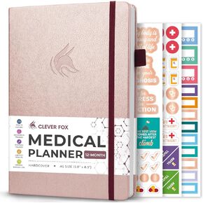 Clever Fox Compact A5 Medical Planner 12-Month – Medical Notebook, Health Diary, Wellness Journal & Logbook to Track Health – Self-Care Medical Journal – 12 Months, Undated (Aquamarine)