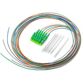 4Pcs 1.5 Meter 12 Strand Single Mode SC APC Fiber Pigtail, 9/125um, OS1/OS2 Compatible, Includes 48 Fiber Optic Fusion Splice Protective Shrink Sleeves
