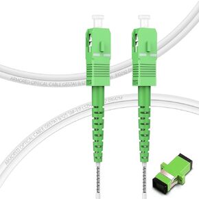 30m/98ft OS2 SC/APC to SC/APC Fiber Cable, Armored OS2 Single Mode Fiber Patch Cable - Simplex - 9/125um OS1/OS2 Compatible LSZH White OD-3.0mm, Cable Length Option: 1m-30m