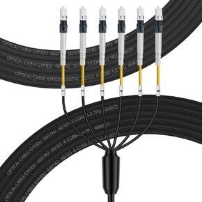 OS2 LC to LC Outdoor Armored Fiber 4 Core, 4 Strands Single Mode Fiber, OS2 Fiber Cable Industrial TPU, 9/125um, OD-5mm, 50m/164ft