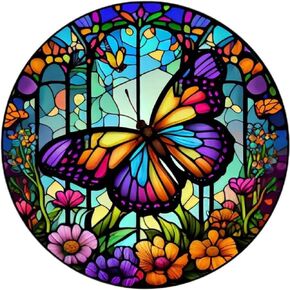 KTHOFCY 5D DIY Diamond Painting Kits for Adults Kids, Butterfly Stained Glass Full Drill Embroidery Cross Stitch Crystal Rhinestone Paintings Pictures Arts Wall Decor Painting Dots Kits 11.8X11.8 in
