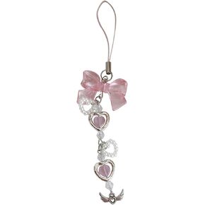 Mobile Phone Chain Cute Strawberry Keychain Phone Charm Handmade Resin Material Bowknot Phone Strap Resin Material Gift for Women Girls
