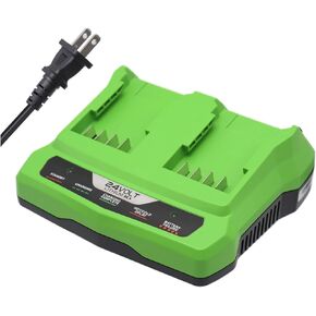 Replacement Charger Compatible with Greenwks 24V Dual Port Battery Charger Lithium Ion 29842 29852 BAG709 BAG710 Compatible with 24V Power Tools 21342 20362 DD24L1520 2400702 20352 2508302 24352