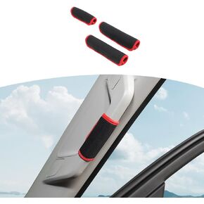 RT-TCZ for Silverado Grab Handle Protection Cover for Chevy Silverado GMC Sierra 2014-2018 Black Red Interior Accessories 3pcs