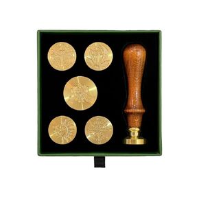 FAMOUS 6Pcs Wax Seal Stamp Gift Box Set, Wax Stamp Brass Head+1 Wooden Handle, Vintage Wax Seal Stamp Kit for Cards Envelopes, Gift Packaging(Starry Universe Series)