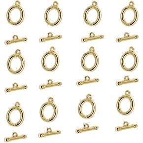 Flat Round Jewelry Clasp Toggle Circle Clasps Tbar Gold Closure Fastener Hook Toggle Connectors Tbar End Clasps for Necklace Bracelet Jewelry Making,Golden Toggle Clasps,20sets