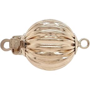 6MM 14K Solid Yellow Gold Corrugated Bead Safety Clasp Pearl Clasp for Necklaces and Bracelets by CRAFT WIRE