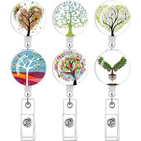 6 Pack Badge Reels Retractable Badge Holders - Nurse Badge Reel Accessories -ID Badge Holder Retractable Clip - Fall Badge Reel