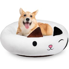 26" Corgi Pet Bed, Calming Dog & Cat Plush Bed, Fulffy Comfy Padded Cat Mat Plush Pet Bed, Non-Slip Bottom, Soft Washable Sleeping Dog Cot for Medium Small Dogs Cat Puppy Kitty